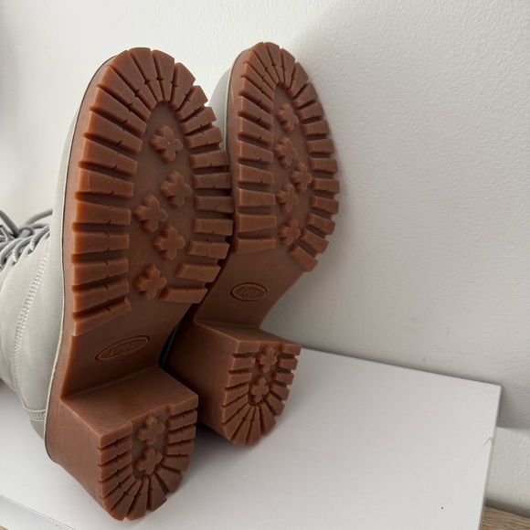 Lugz Womens 6.5 Gray Heeled Boots Lace Up Chunky Heel Lug Sole Combat Style - Picture 3 of 6